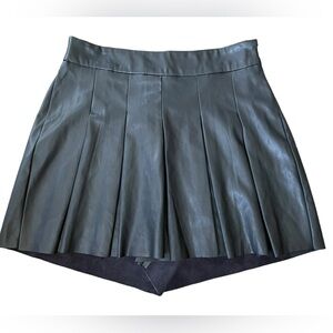 NEW Shinestar Black Goth Grunge Punk Pleated Vegan Leather Faux Skirt Shorts